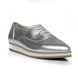 Pantofi piele naturala lacuita - argintiu